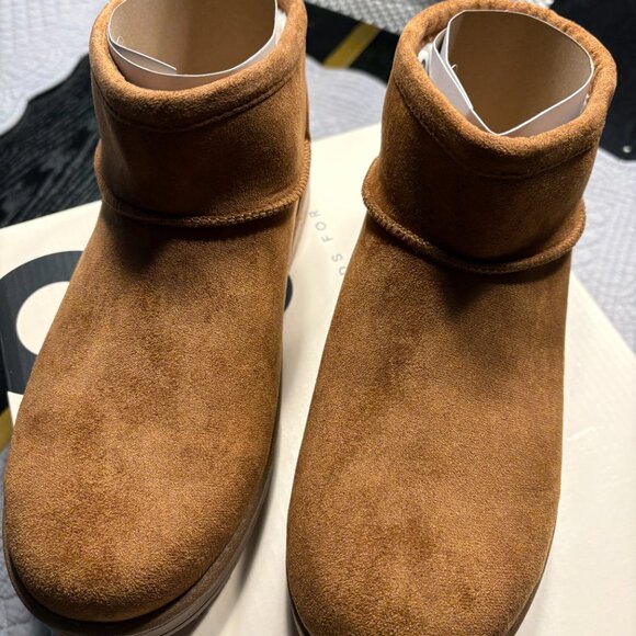 SO Lupita Women's Low Boots Faux Fur Lined Chestnut Color Size 8 New in Box - Picture 4 of 10